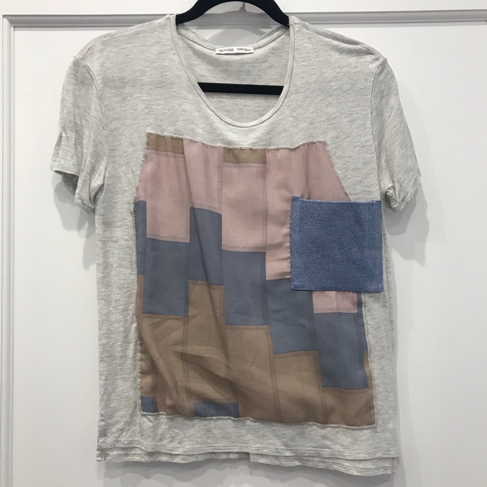 Zara Patchwork Pocket Tee Shirt